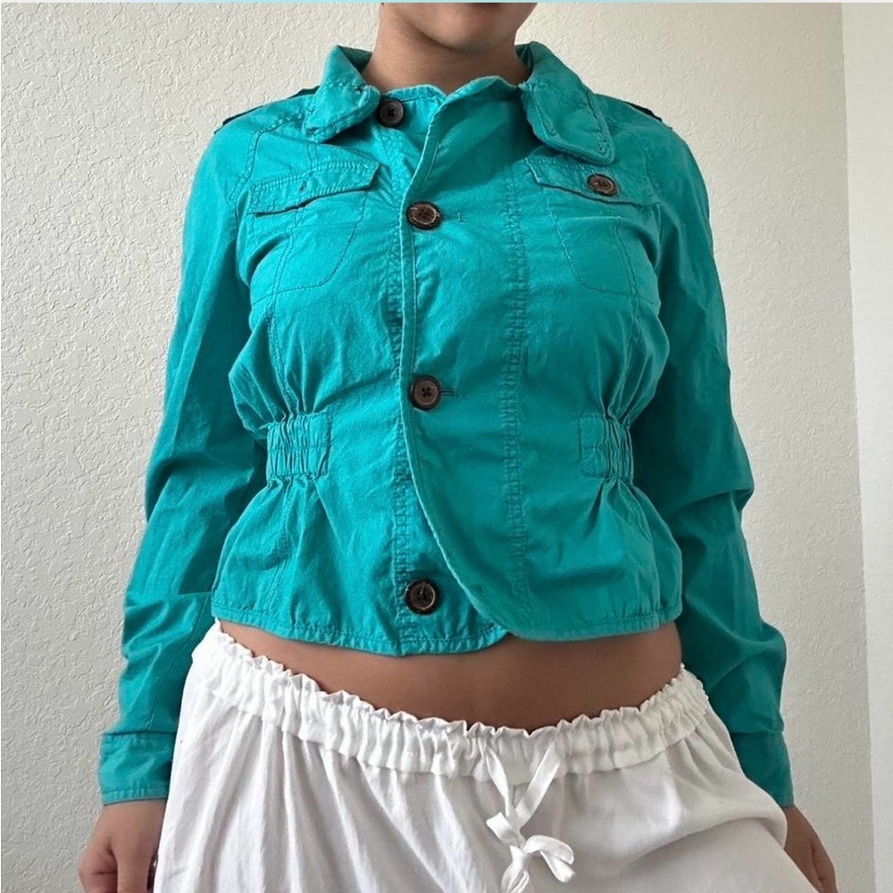 Y2k Teal Cargo Jacket